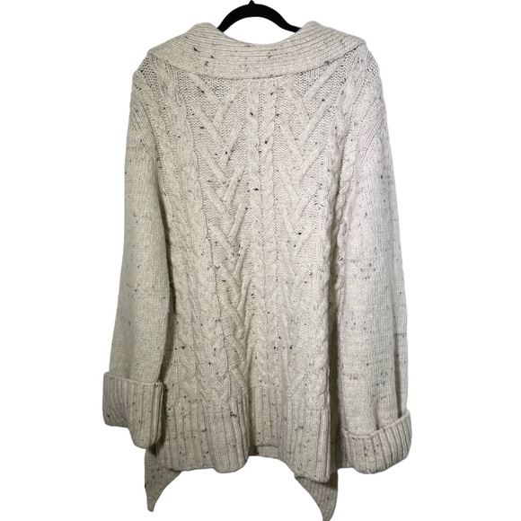 GANNI Beige Ivory Speckled Cable Knit Scarf Sweater Size S/M - Picture 3 of 13